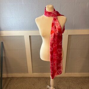 Red and Pink Heart Fashion Scarf 13” by 57” Lightweight Cute Heart Pattern